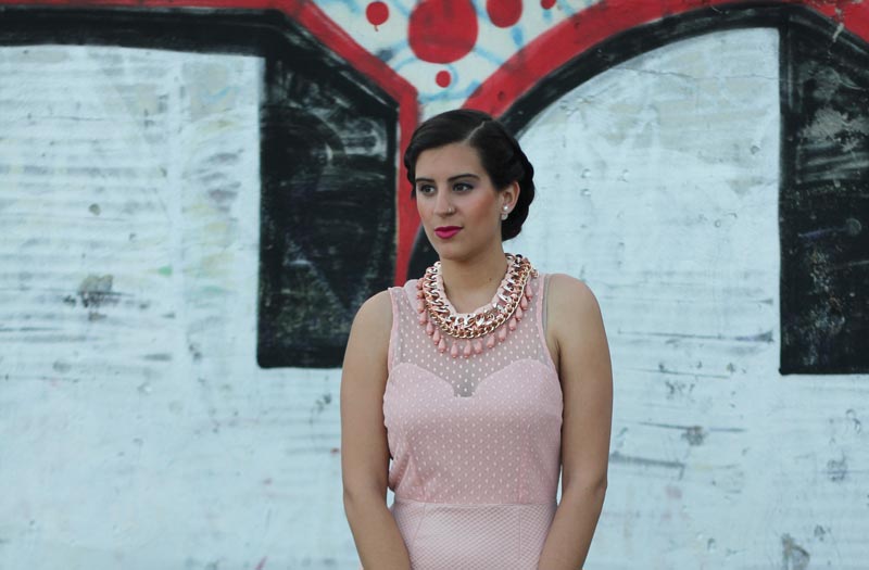 vestido plumeti en rosa pastel