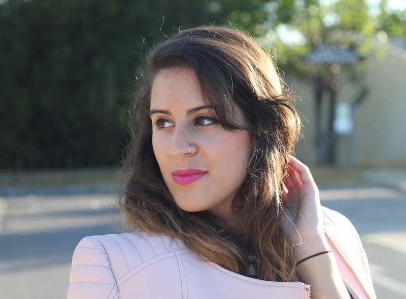 Pink jacket + boyfriend jeans