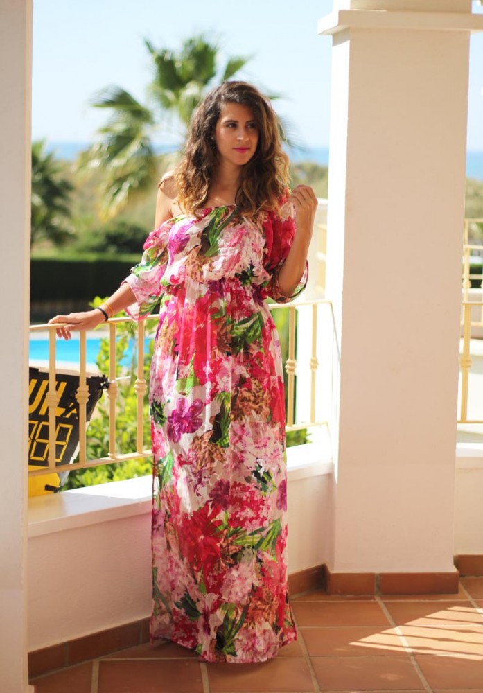 Vestido de seda estampado con flores