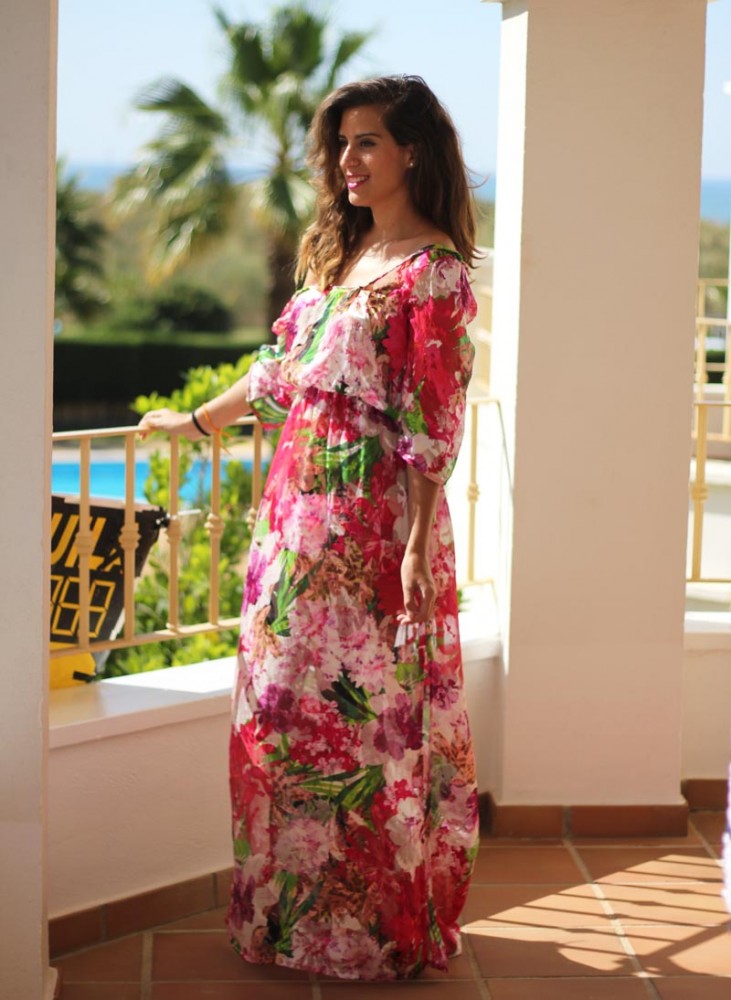 Vestido de seda estampado con flores